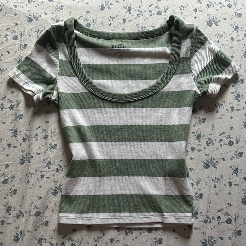 green and white striped hollister shirt, specifically not for sale anymore.